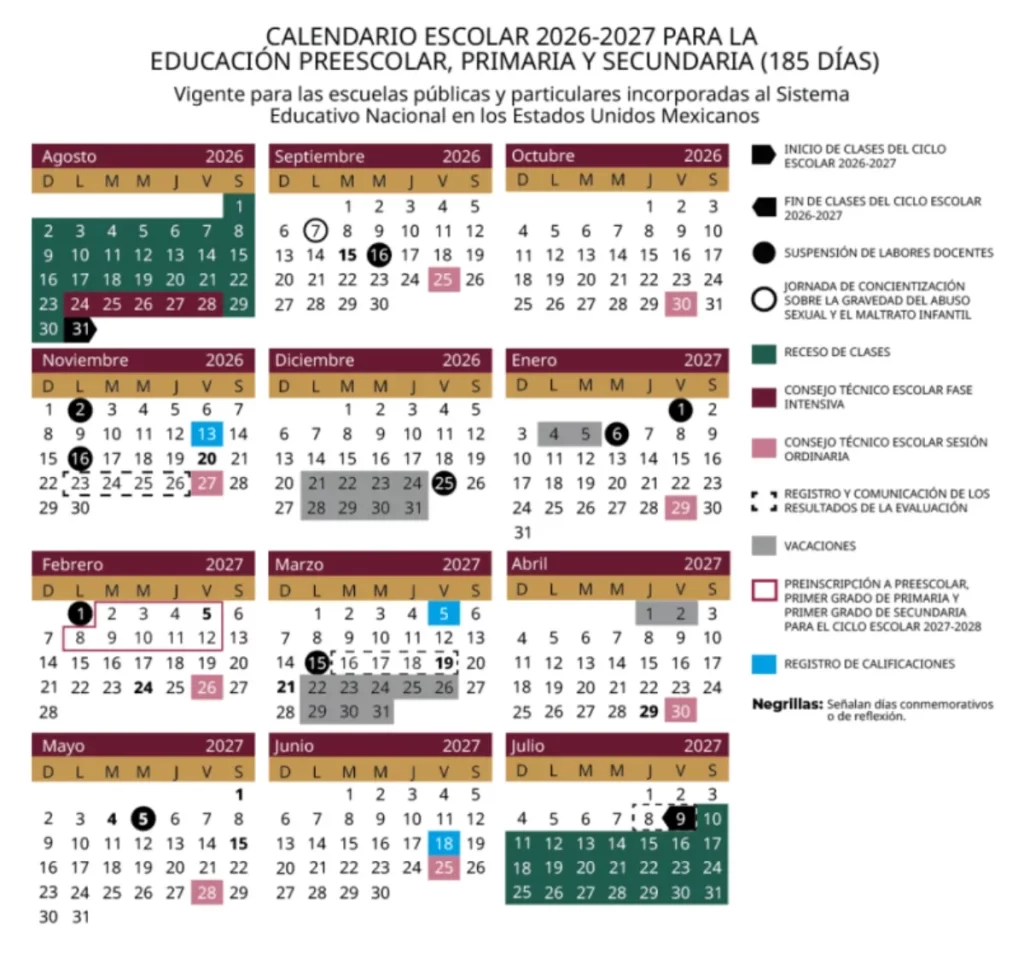 calendario escolar 2026 2027 educacion basica